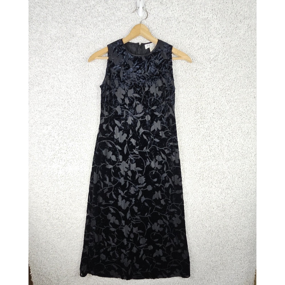 Vintage Petite Sophisticate Floral Velvet Maxi Dress Size 2P WhimsyGoth Vampy